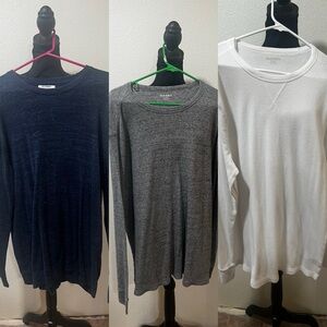 Old Navy, Gray, and White XLT Long Sleeve thermal Shirts